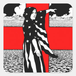 Lady Liberty WWI US Patriotic Poster 1918 スクエアシール