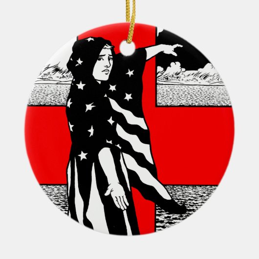 Lady Liberty WWI US Patriotic Poster 1918 セラミックオーナメント (正面)
