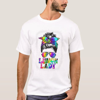 Lady Messy Bun Retro Lunch La Tシャツ