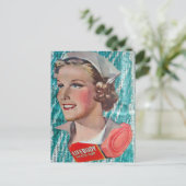 Lady Nurse with health soap from 1930s era collage ポストカード (スタンド正面)