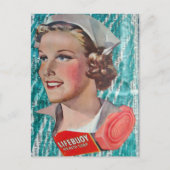 Lady Nurse with health soap from 1930s era collage ポストカード (正面)