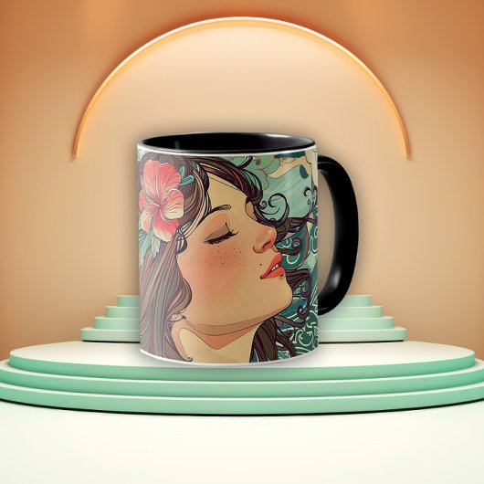 Lady of the Hibiscus Art Nouveau マグカップ