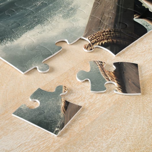 Lady Pirate Nautical War Ocean Ship Scene ジグソーパズル (側面)