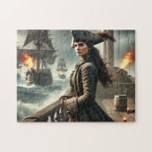 Lady Pirate Nautical War Ocean Ship Scene ジグソーパズル (横)