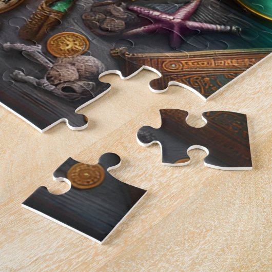 Lady Pirate Treasure Map Nautical Adventure ジグソーパズル (側面)