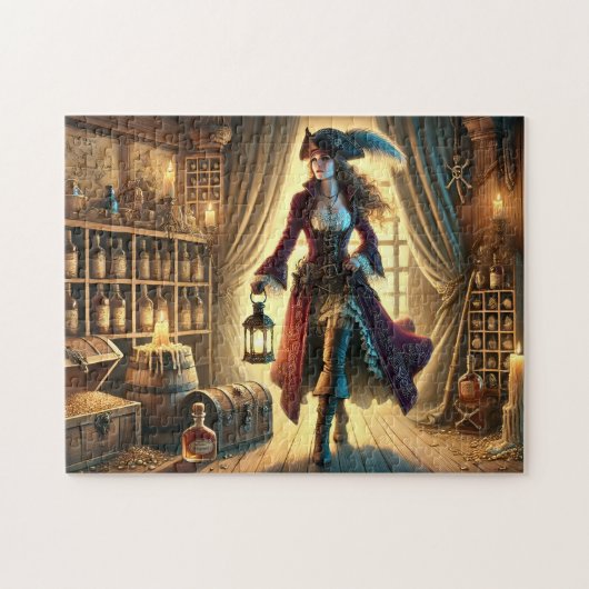 Lady Pirate's Rum & Treasure Nautical Gift ジグソーパズル (横)