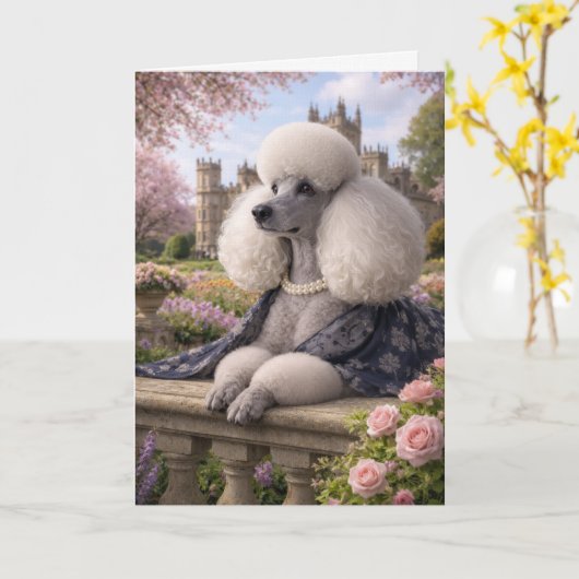 Lady Rose, Poodle Blank Card カード (黄色い花)