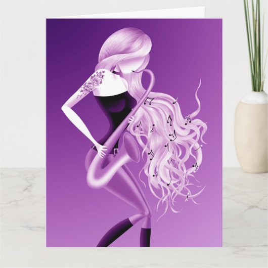 Lady Saxophonist Greetings Card カード (正面)