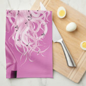 Lady Saxophonist Pink Tea Towel キッチンタオル (四つ折り)