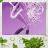 Lady Saxophonist Purple Tea Towel キッチンタオル (折り畳み)