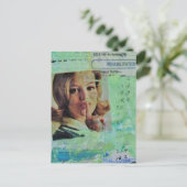 Lady says shh Mixed Media Collage ポストカード (スタンド正面)