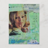 Lady says shh Mixed Media Collage ポストカード (正面)