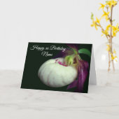 Lady Slipper Orchid Flower Personalized Birthday カード (黄色い花)