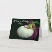Lady Slipper Orchid Flower Personalized Birthday  カード (正面)