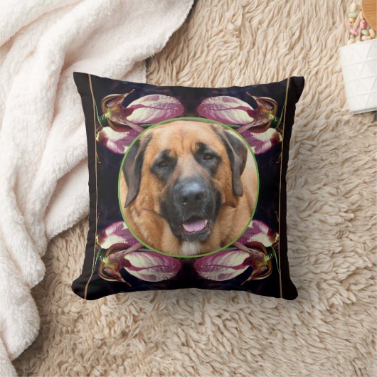 Lady Slipper Orchid Frame自分の写真を作成 クッション (ブランケット)