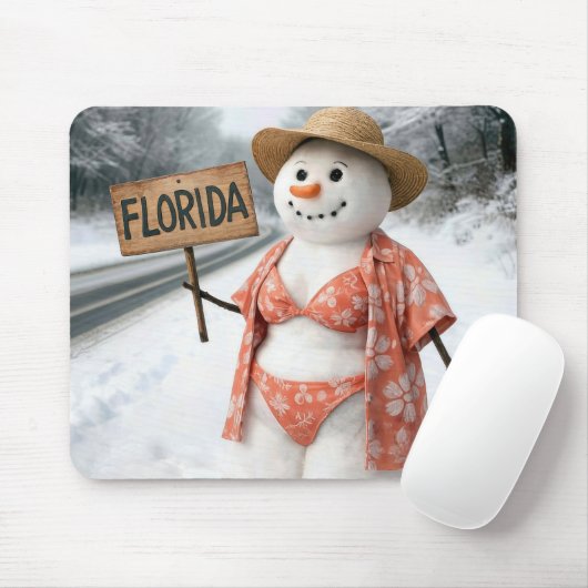 Lady Snowman Hitchhiking with a Florida Sign マウスパッド (マウス)