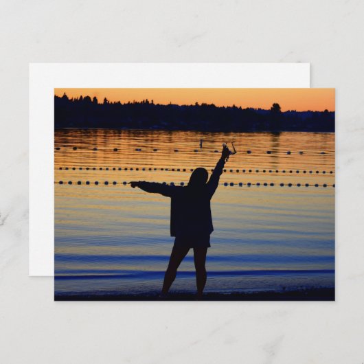 lady sunset silhouette ポストカード (正面/裏面)