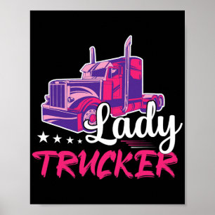 Lady Trucker Truck Driver Trucking  ポスター