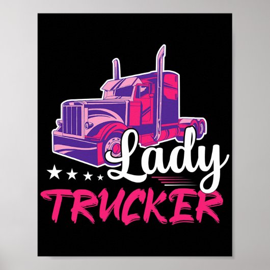 Lady Trucker Truck Driver Trucking  ポスター (正面)