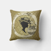 Lady w/Hatヴィンテージフレーム&フラワーズ金ゴールドダマスク クッション (裏面)