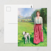 "Lady Walking with Dalmation." Postcard ポストカード (正面/裏面)