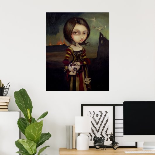Lady with a Bosch Egg lowbrow gothic Art Print ポスター (ホームオフィス)