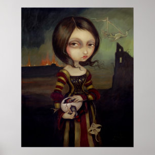 Lady with a Bosch Egg lowbrow gothic Art Print ポスター