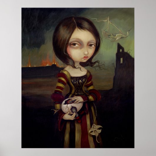 Lady with a Bosch Egg lowbrow gothic Art Print ポスター (正面)