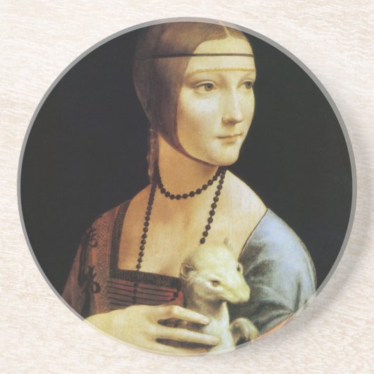 Lady with an Ermine by Leonardo da Vinci コースター (正面)