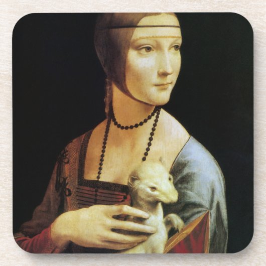 Lady with an Ermine by Leonardo da Vinci コースター (正面)