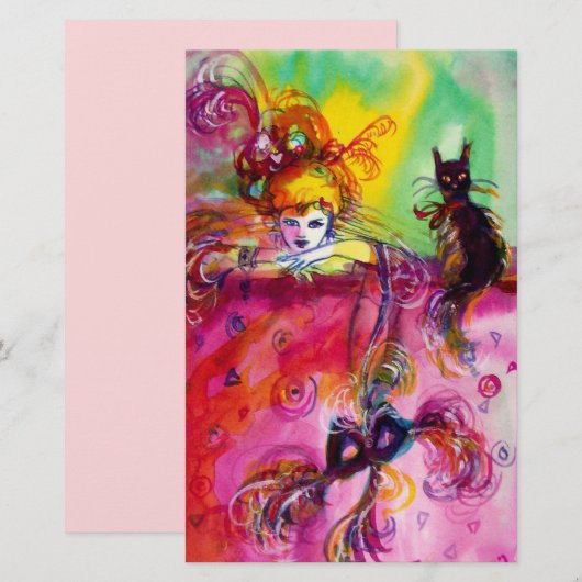 LADY WITH BLACK CAT / Venetian Masquerade 便箋 (正面/裏面)