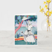 Lady with Dalmatian Dog - Helen Dryden カード (黄色い花)