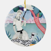 Lady with Dalmatian Dog - Helen Dryden セラミックオーナメント (裏面)