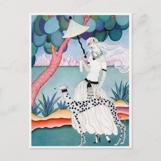 Lady with Dalmatian Dog - Helen Dryden ポストカード (正面)