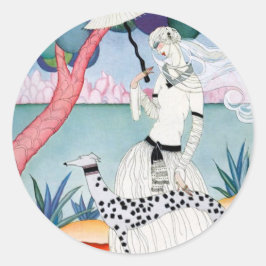 Lady with Dalmatian Dog - Helen Dryden ラウンドシール