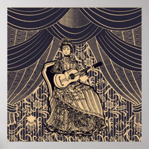 Lady with guitar ポスター