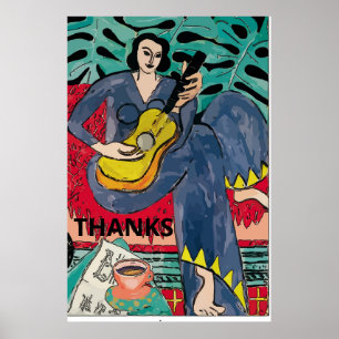 Lady with Guitar & Coffee Cup，追加文字 ポスター