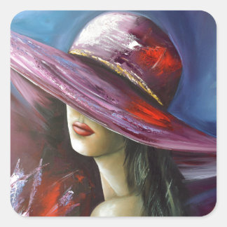 Lady with hat スクエアシール
