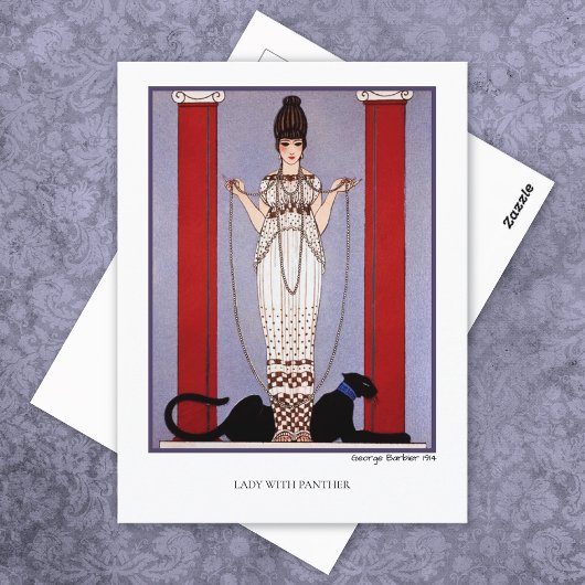 Lady with Panther George Barbier Fashion ポストカード