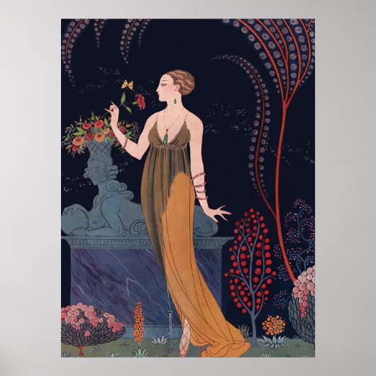 Lady with rose by George Barbier 1914 ポスター (正面)