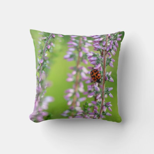 Ladybird auf lila Blume - クッション (正面)