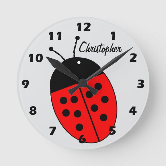 Ladybird Design Personalised ラウンド壁時計 (正面)