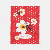Ladybird ladybug花グラフィック赤い名前の毛布 フリースブランケット (正面)