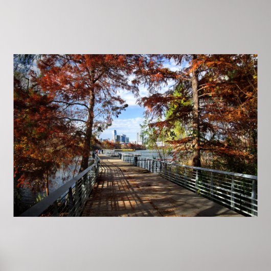 LadyBird Lake Boardwalkからのダウンタウン – Austin ポスター (正面)