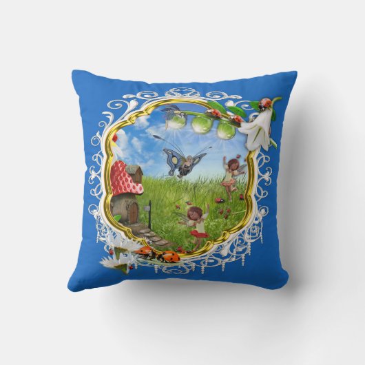 LADYBIRDS AND BUTTERFLIES THROW PILLOW クッション (裏面)