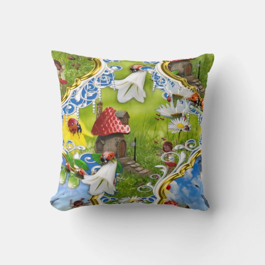 LADYBIRDS AND BUTTERFLIES THROW PILLOW クッション (正面)