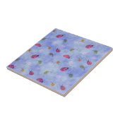 Ladybirds and Falling Leaves Blue Pattern タイル (側面)