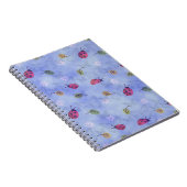 Ladybirds and Falling Leaves Blue Pattern ノートブック (右側)