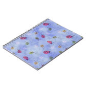 Ladybirds and Falling Leaves Blue Pattern ノートブック (左側)