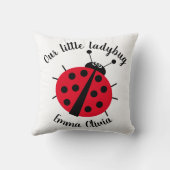 Ladybugおもしろい漫画の赤い白 クッション (裏面)